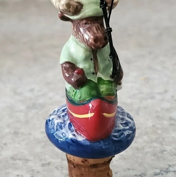 Ceramic fishing Moose wine stopper vintage. Alcohol cork hand painted - Picture 6 of 6